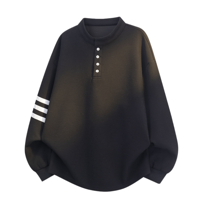 American loose stand-up collar three-bar sweatshirt